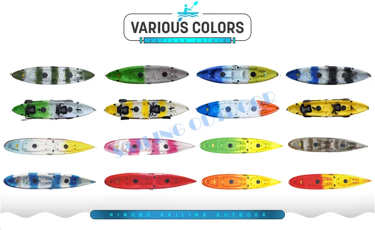 12FT Plastic Sailing Kayak 2 + 1 Seat Sit on Top Kayaks
