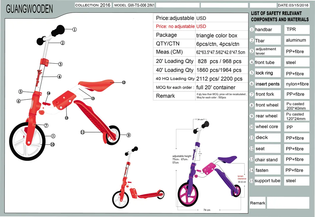 2-in-1 Toddler Scooter, First Scooter and Balance Trike for Kids Ages 2-5 Years, Quick Assembly & Transforms in Seconds-En-14619-B/En71 Approved