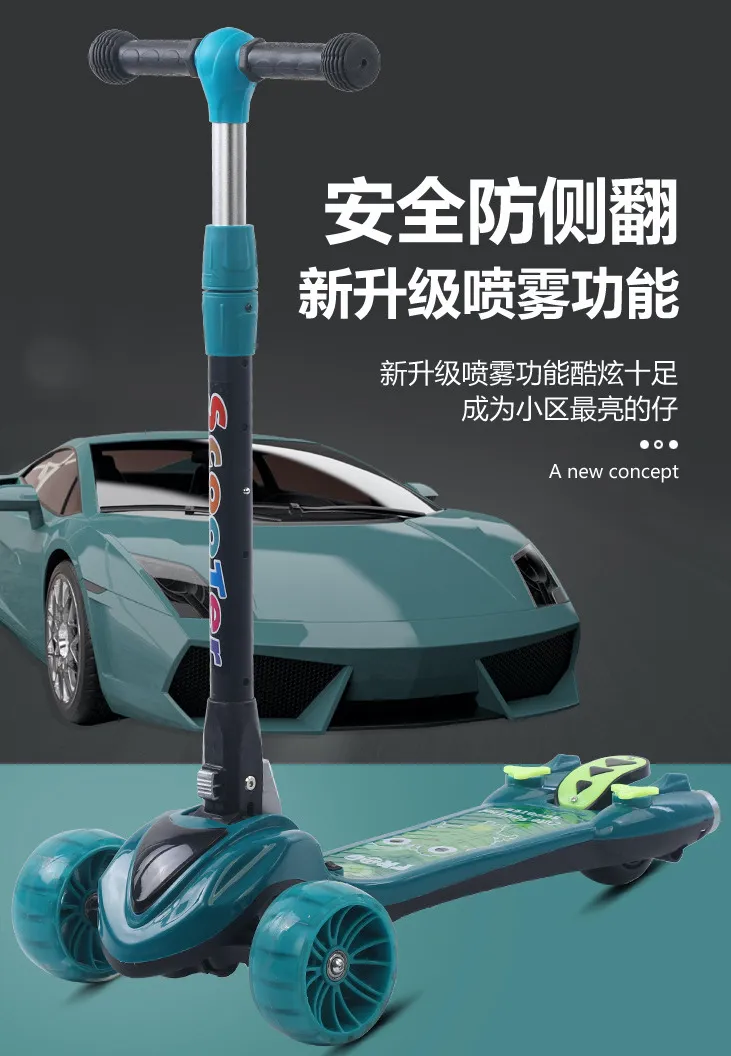 3 Wheels Kid′ S Kick Scooter with Adjustable Height, Fat Wheels