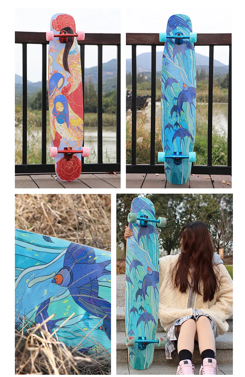 4-Wheel Professional Skateboard Adult Wooden Skateboard Long Skateboard/Maple Deck Skateboard
