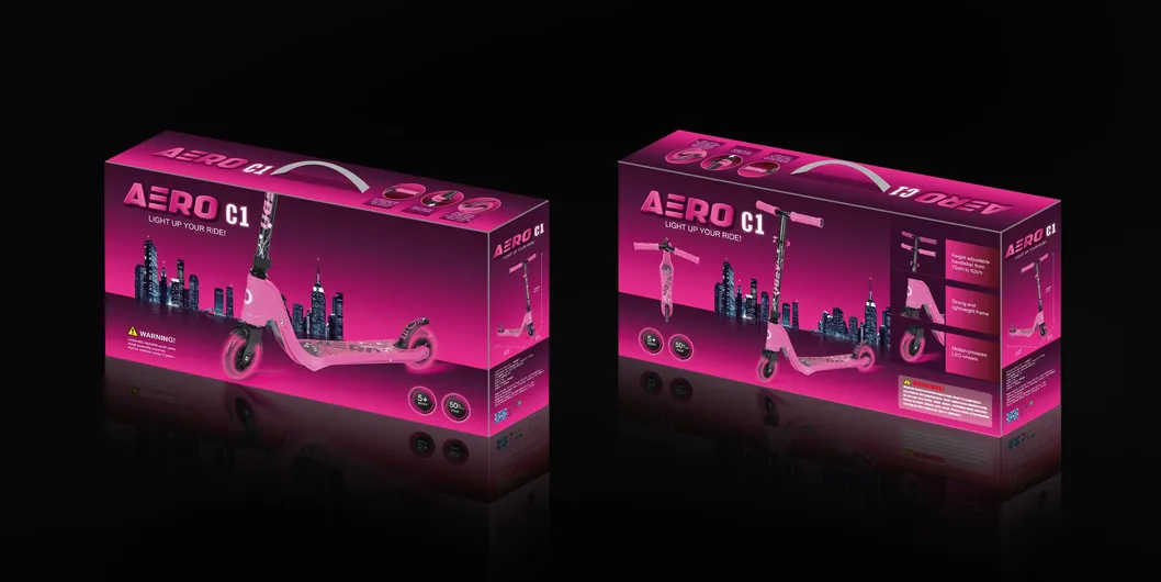 Aero Kids 125mm Outdoor Two Wheels Foot Kick Scooter with Flashing Wheel C1