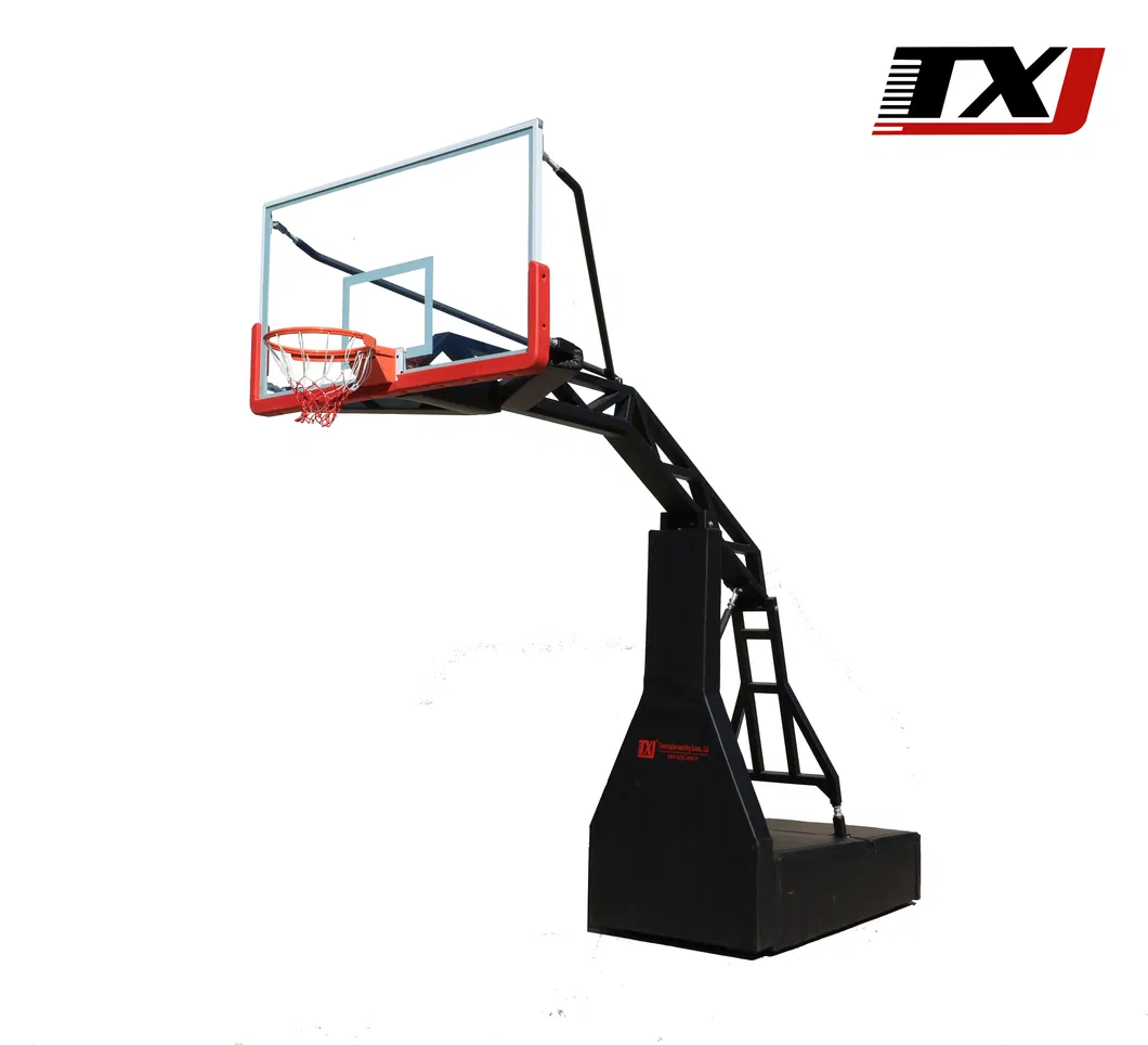 Basketball Equipment Electric Hydraulic Folding Basketball Stand Base with Tempered Glass Backboard