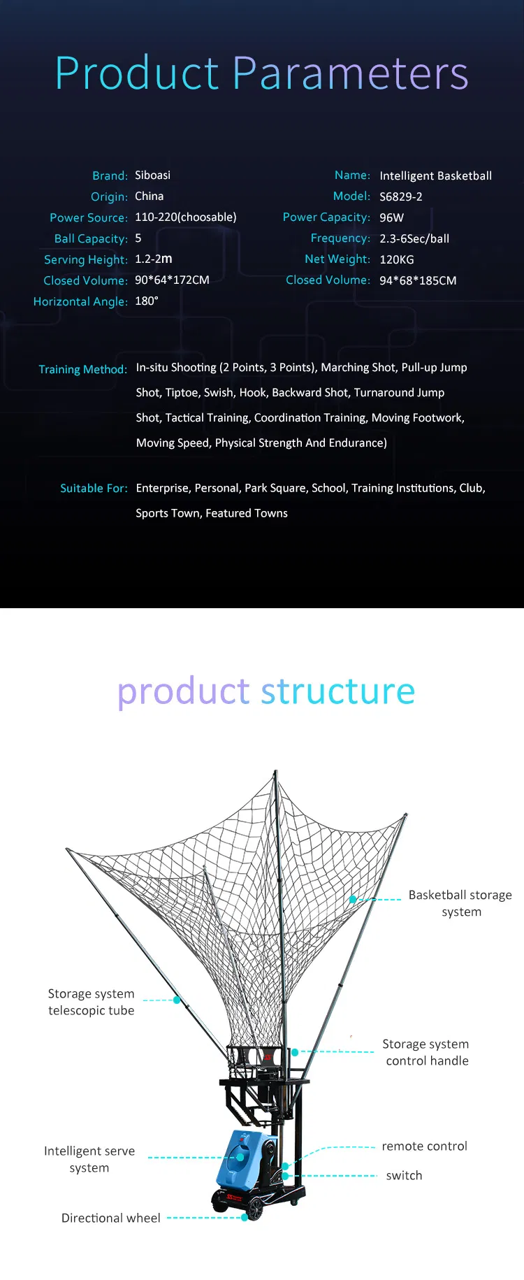 Basketball Training Equipment Machine for Sale (S6829-2)