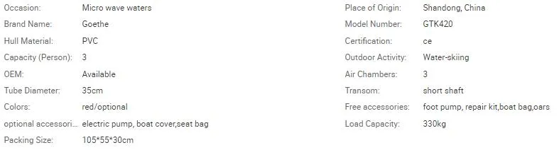 Boat Fiberglass with Motor and Trailer Catamaran 4.2m Commercial Yacht Boat Gtk420 Goethe 4.2 Meter Bateau Militaire a Vendre