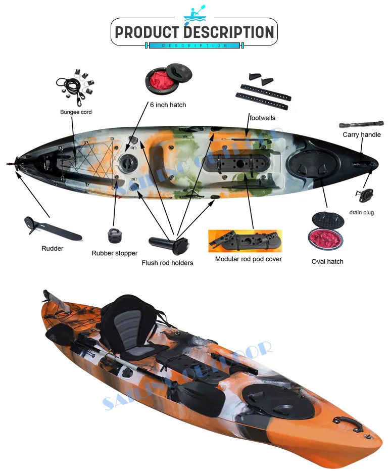 Competitive 13FT Polycarbonate Fishing Kayak Sit on Canoe Kayaks China Manufacturer
