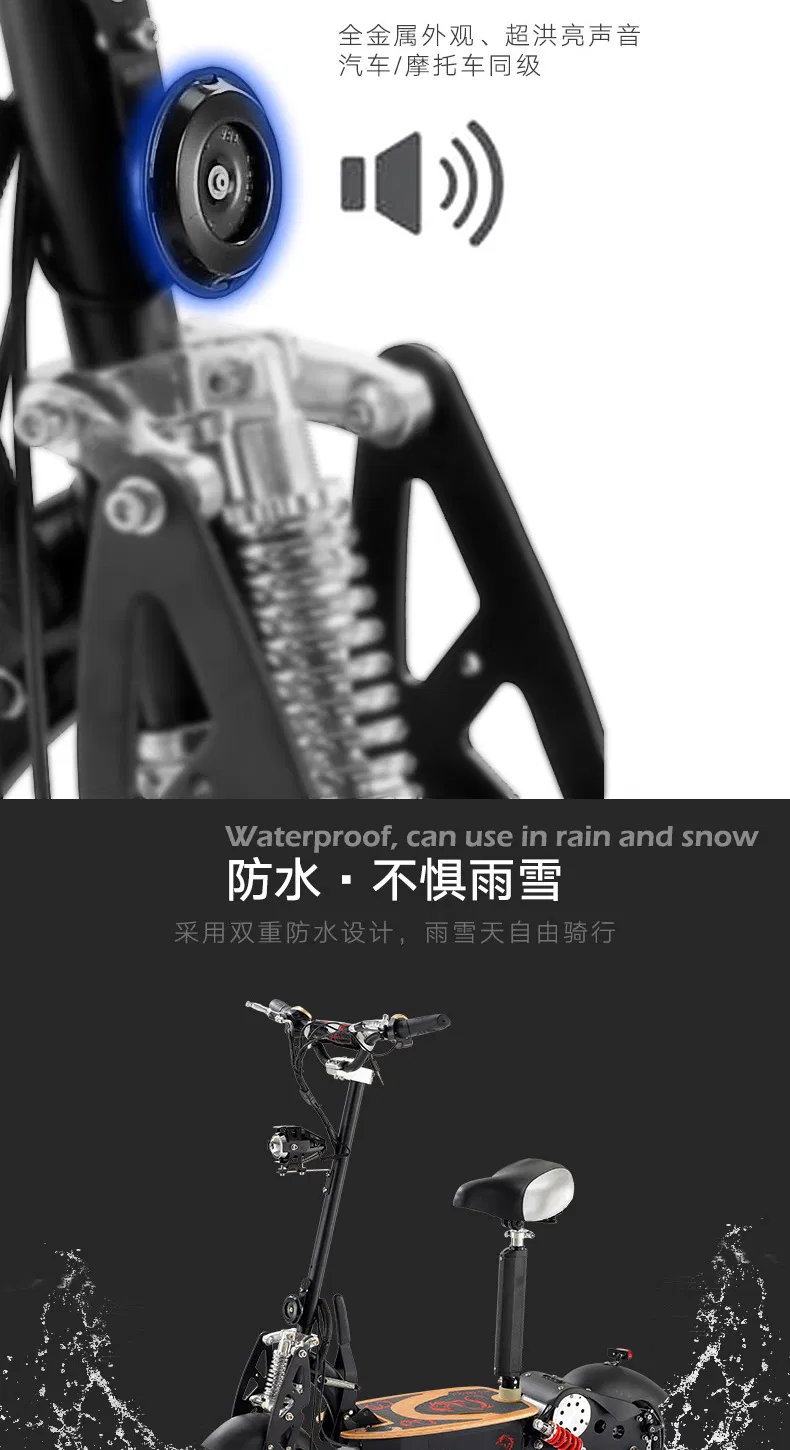 Fat Tire Electric Scooter with Seat for Adults 2400W 52V Electric Kick Scooter