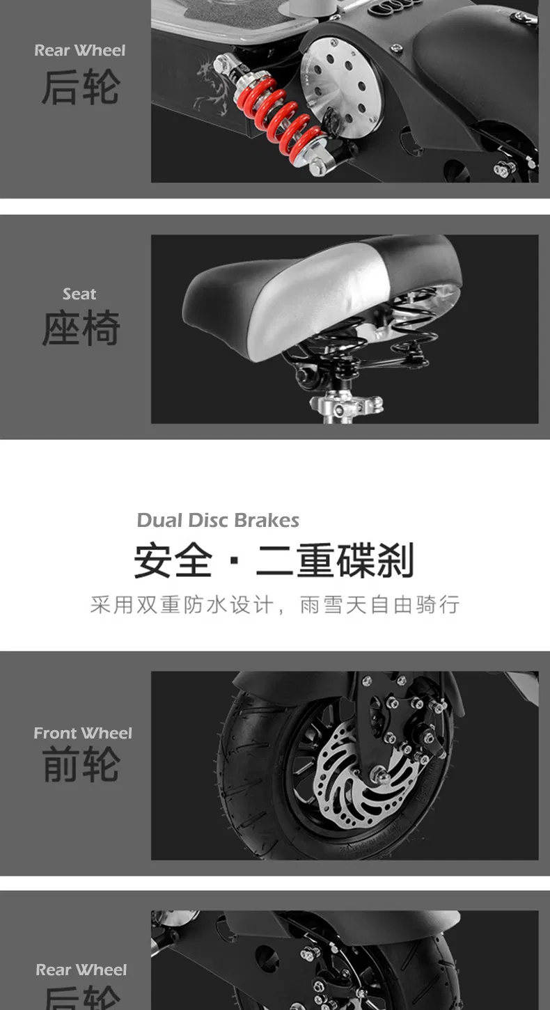 Fat Tire Electric Scooter with Seat for Adults 2400W 52V Electric Kick Scooter