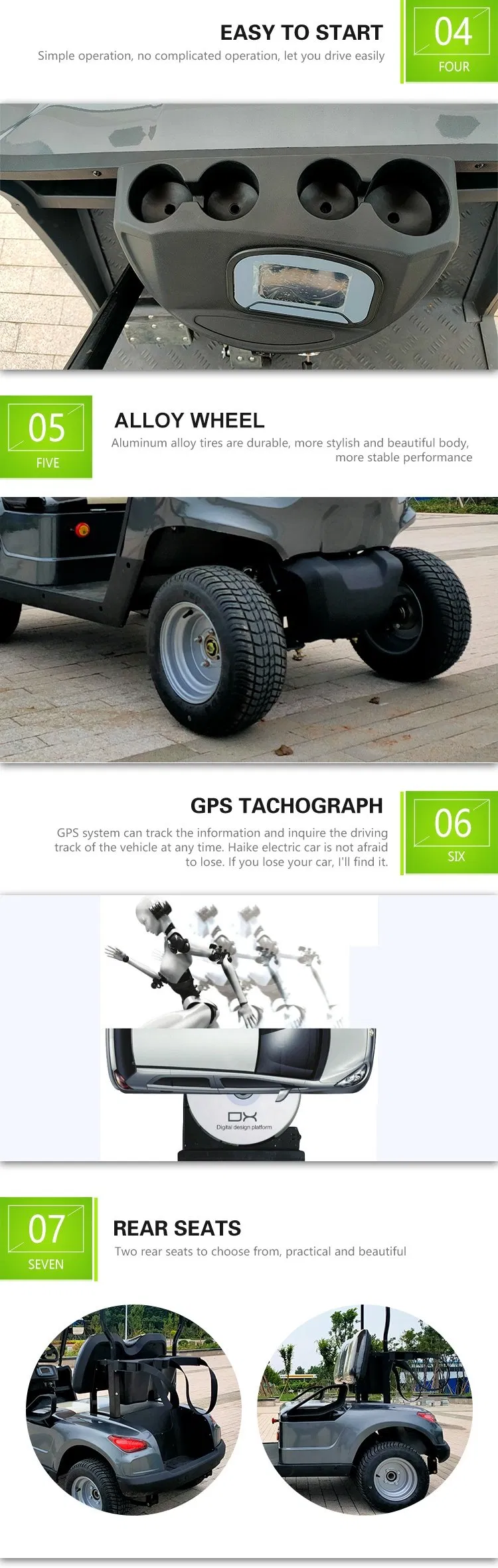 Haike Brand Electric Golf Buggy Electric Golf Cart 2 Seaters