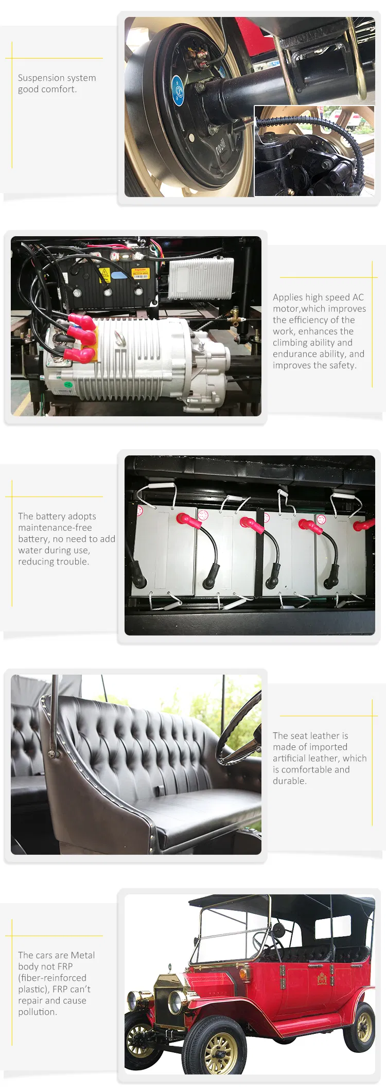 Hot Sale 4 Wheel 100km Mileage Electronic Classic Vintage Car