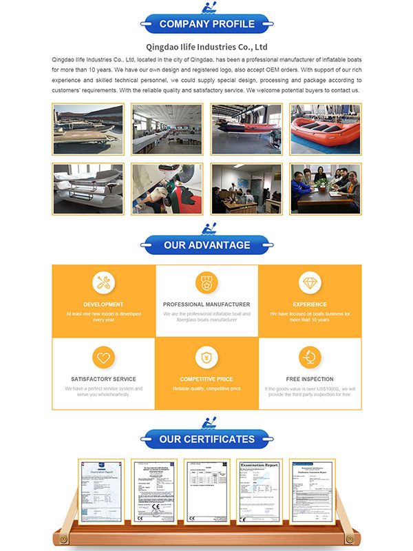 Ilife Inflatable White Water River Flying PVC/Hypalon Inflatable Raft Boat Fishing Whitewater Self Baling Raft with Drop Stitch Floor