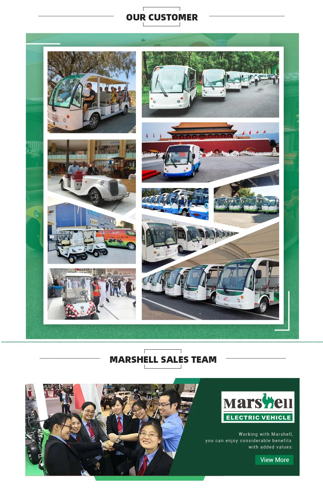 Marshell Golf Buggy Six Passengers Golf Buggy Electric Lifted Golf Car Electric Sightseeing Golf Cart for Sale (DH-M4+2)