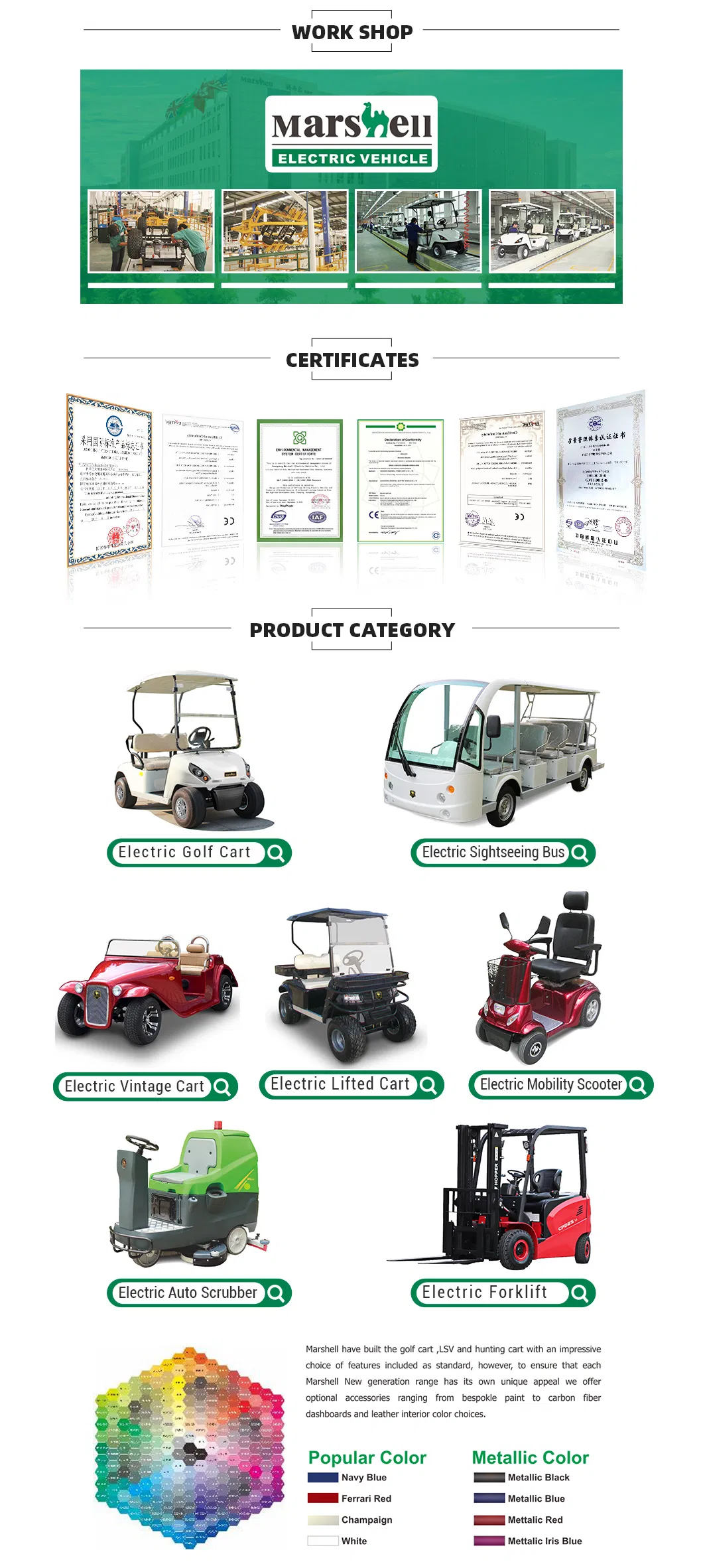 Marshell Made in China 4 Wheeler 6 Seats Pick up Electric Sightseeing Golf Buggy (DH-M4+2)