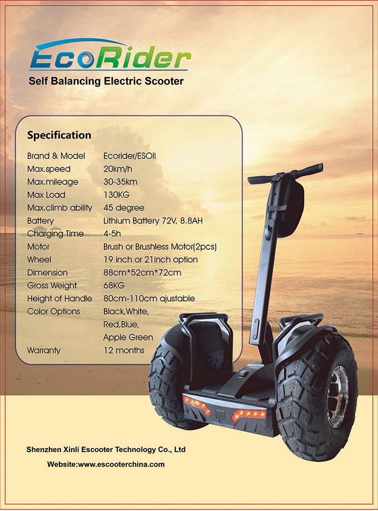 New Prodcuts 2016 Lithium Battery off Road Electric Chariot Two Wheels Self Balancing Electric Golf Scooter