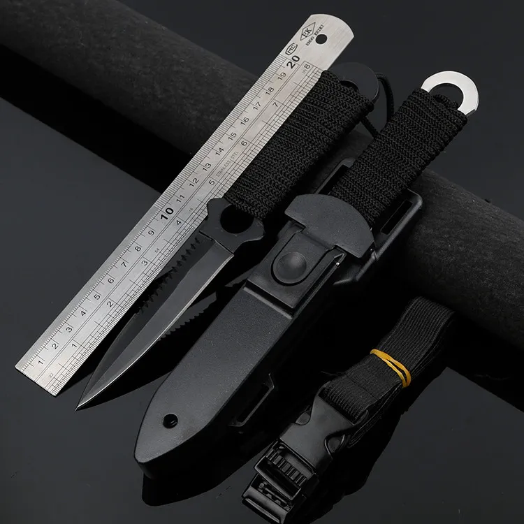 Scuba Diving Knife - Divers Dive Tool with Sheaths, Sawing Edge and Leg Straps - Best for Snorkeling, Hunting, Survival Rescue and Water Sport