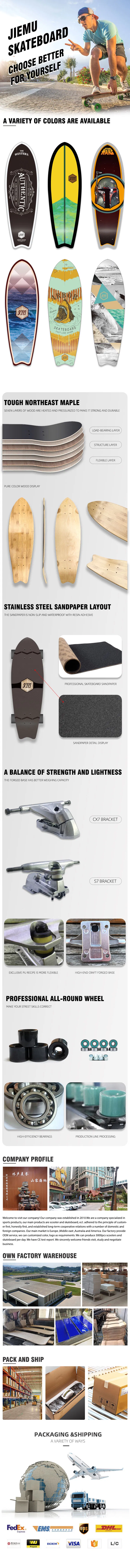 Surf Skateboard Surf Skate Cx4 Cx7 S7 8 Ply Maple Wooden Land Carver Surfskate Hot Selling Good Price